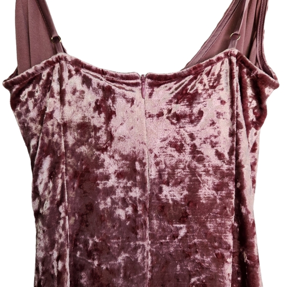 NWT DAF House Asymmetric Velvet Wrap Style Mini Dress - Mauve - Picture 8 of 10